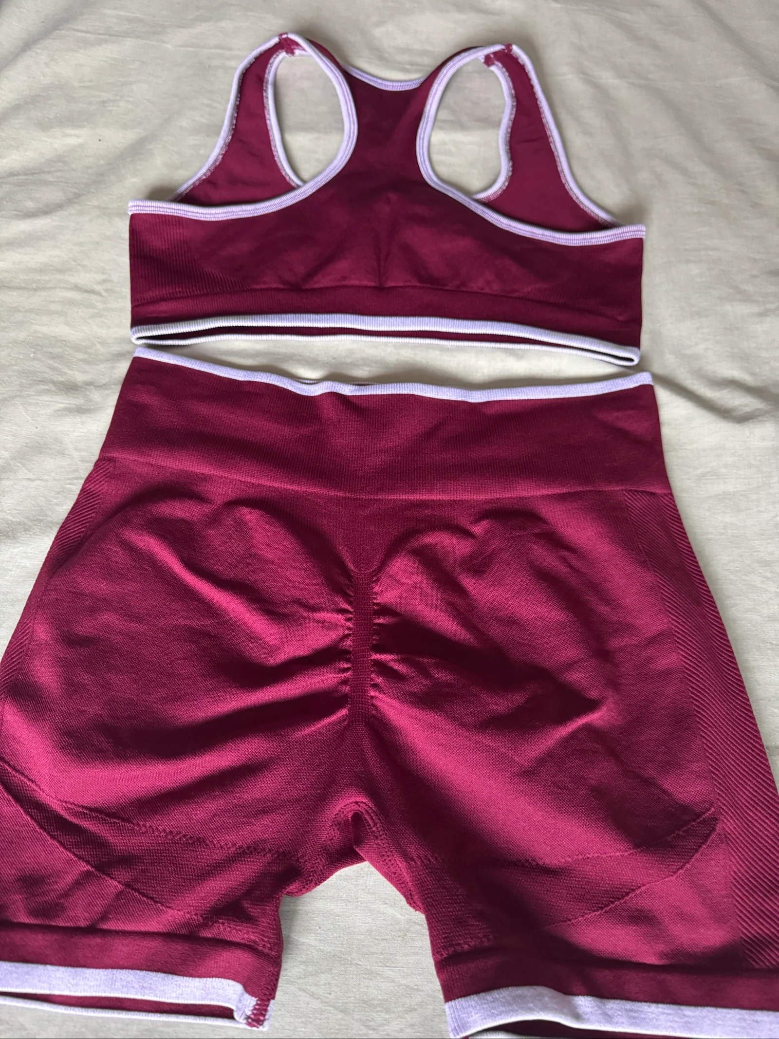 Burgundy Sports Set M | Top + High-Waisted Shorts | Fitness, Gym & Yoga – photo 9